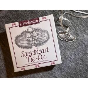 Longaberger Sweetheart Tie-On Basket Charm 1997 Vintage Silver Heart Ornament